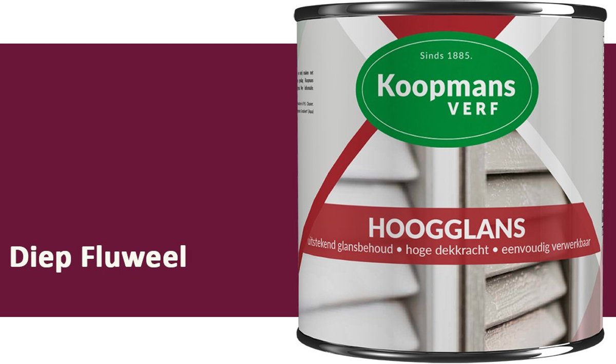 Koopmans Hoogglans Lakverf Binnen & Buiten – Voor Hout en Metaal – Krasvast – Hoge Dekkracht – Kozijnen, Deuren & Meubels – Diep Fluweel – 375 ml