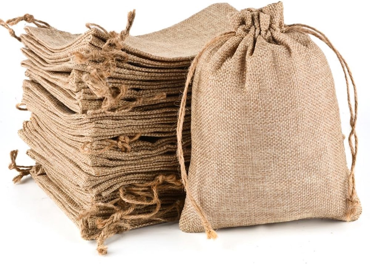 Zakjes 17 x 23 cm - Linnen Stoffen Zakjes Met Trekkoord - Herbruikbare Sieradenzakjes, Cadeauzakjes Voor Doe-Het-Zelf, Bruiloft, Feest, Kerstmis (Primaire Kleur)