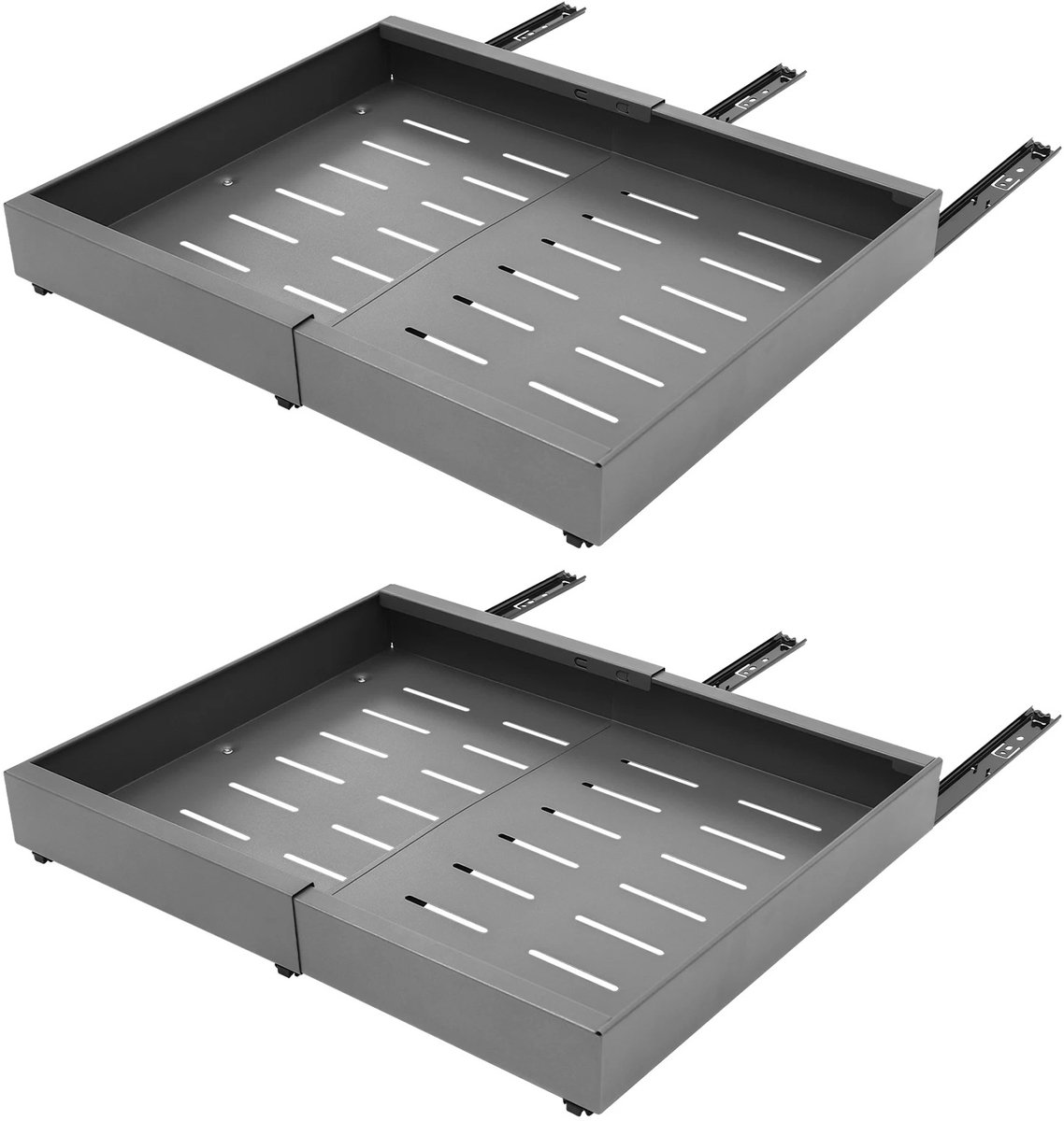 Cherrys Finds - 2 Stuks Telescopische Uittrekbare Laden voor Keuken - Keukenlade - Keukenkast Organizer en Lade-Organizer - Keukenlades - Grijs