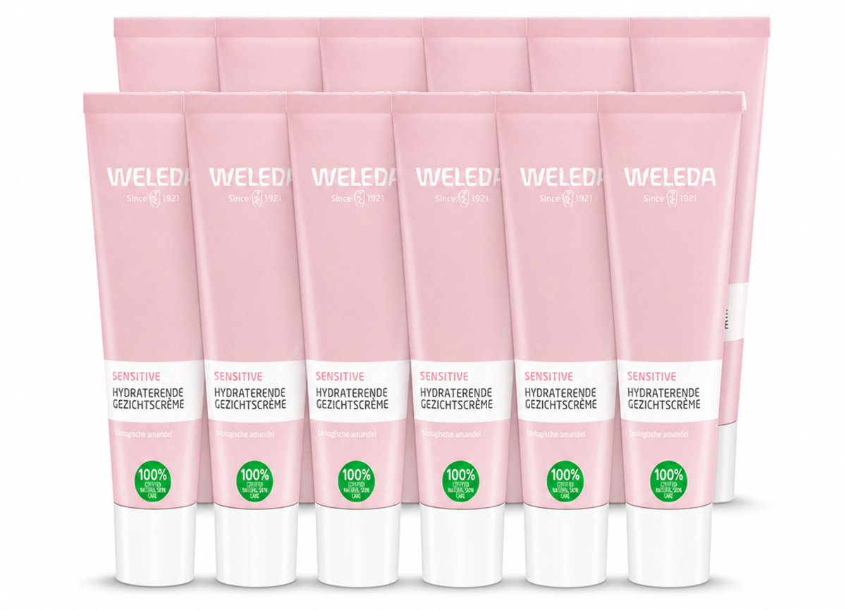 12 x WELEDA - Gezichtscrème Sensitive Hydraterend - Voor gevoelige huid - 30 ml - Voordeelverpakking - 12 stuks