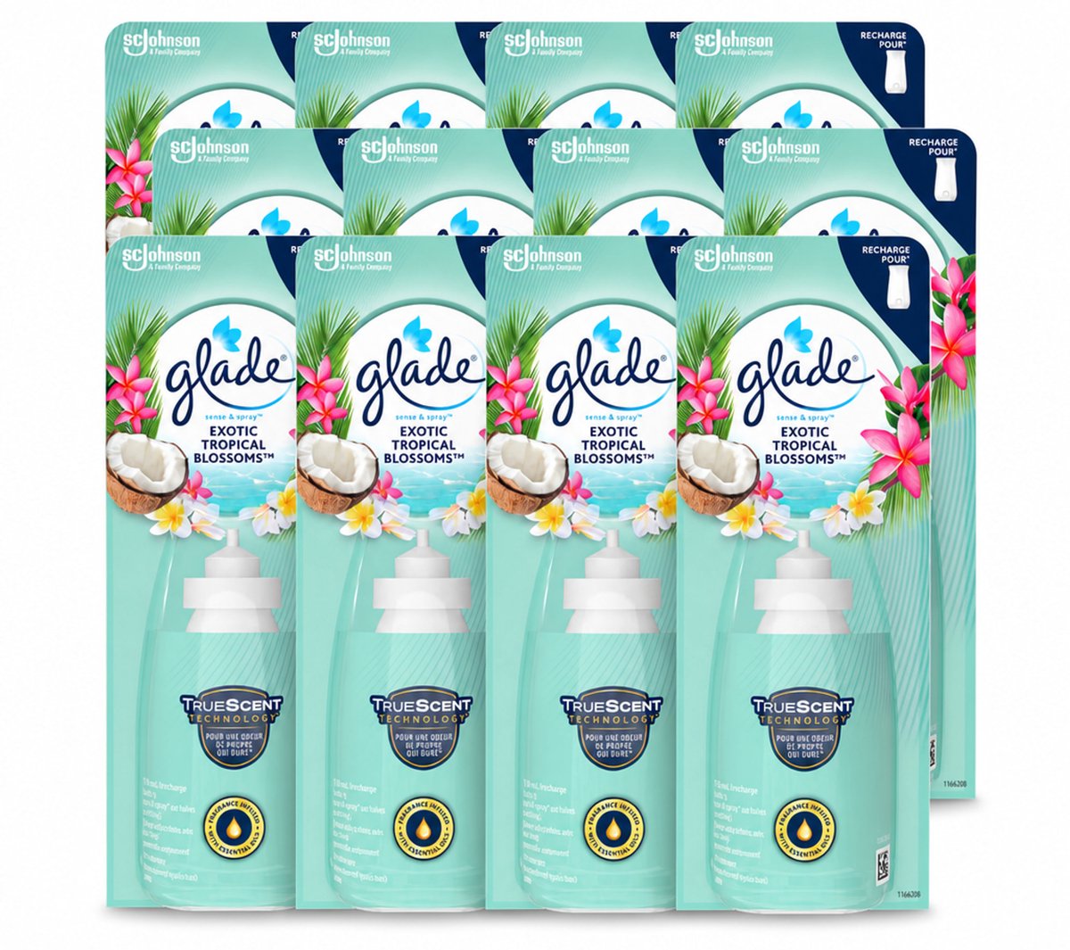 12 x Glade – Sense & Spray Navulling – Exotic Tropical Blossoms – 18 ml - Voordeelverpakking - 12 stuks