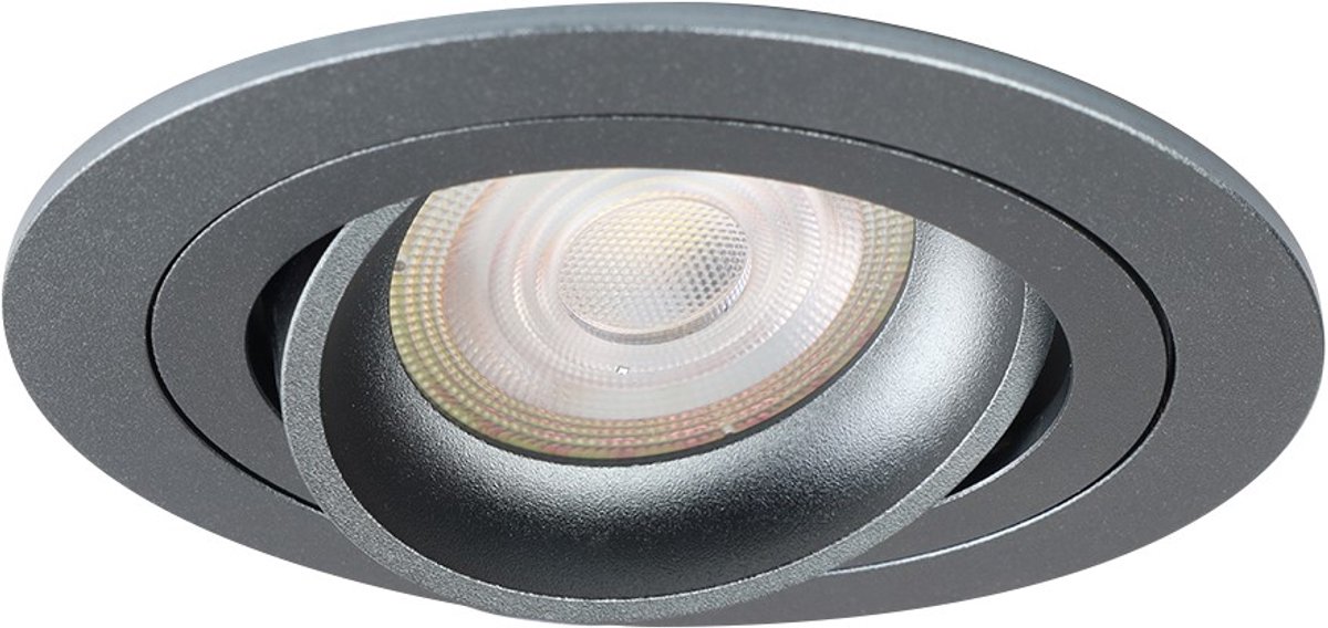 Inbouwspot Dalen rond gunmetal - warm wit - dimbaar - zaagmaat 80-82mm