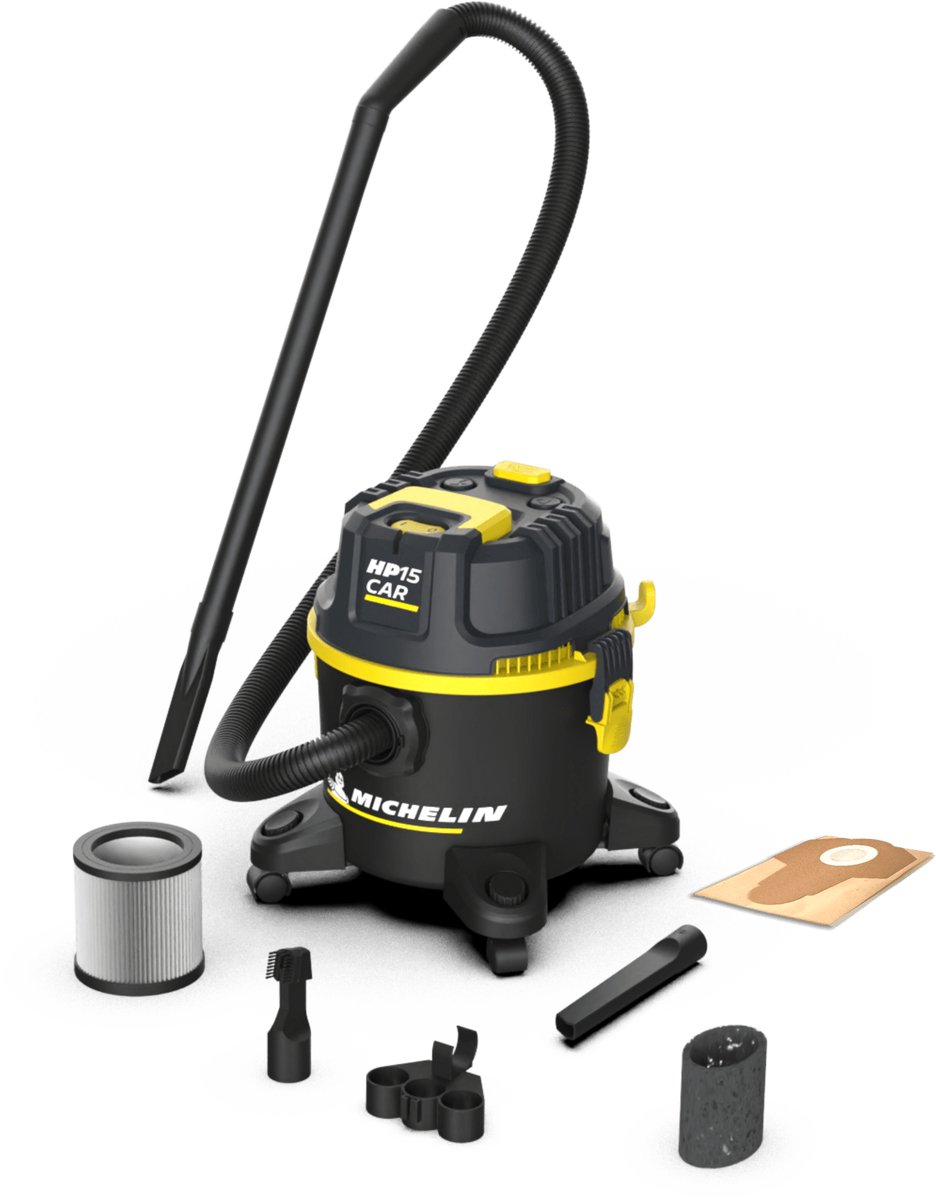 Michelin HP15 CAR nat- en droogstofzuiger | 15 l | compact, zakloos Zwart