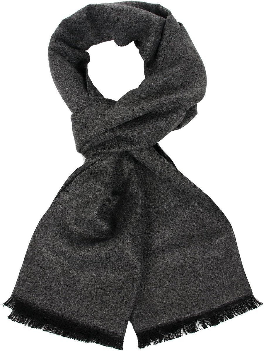 Soul young Lange katoenen sjaal voor mannen - warme geruite sjaals met franje en luxe geschenkdoos, Donkergrijs, One Size