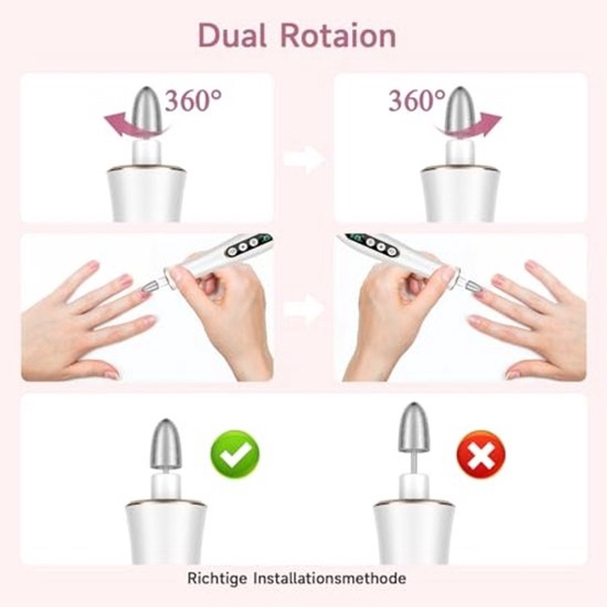 Draadloze elektrische nagelvijl - Professionele manicure en pedicure set met 10 snelheden en LED-licht