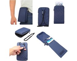 Universele verticale strepen zakje tas tas ritssluiting karabijnhaak voor ELEPHONE P8 PRO - blauw XXM (18 x 10 cm)