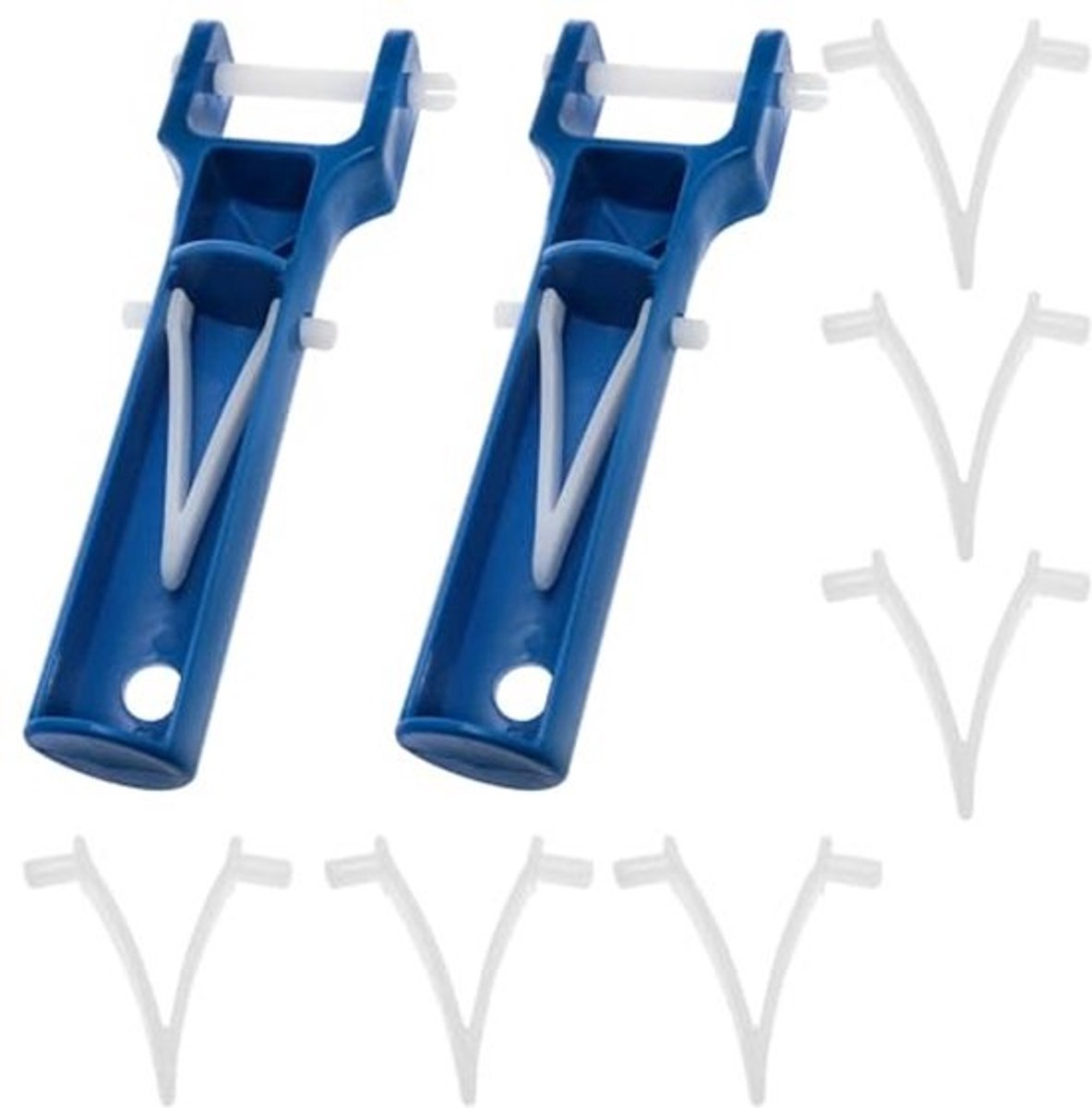 Zwembad Vacuüm Handvatten met V-vormige Clips – 2 Stuks Blauw