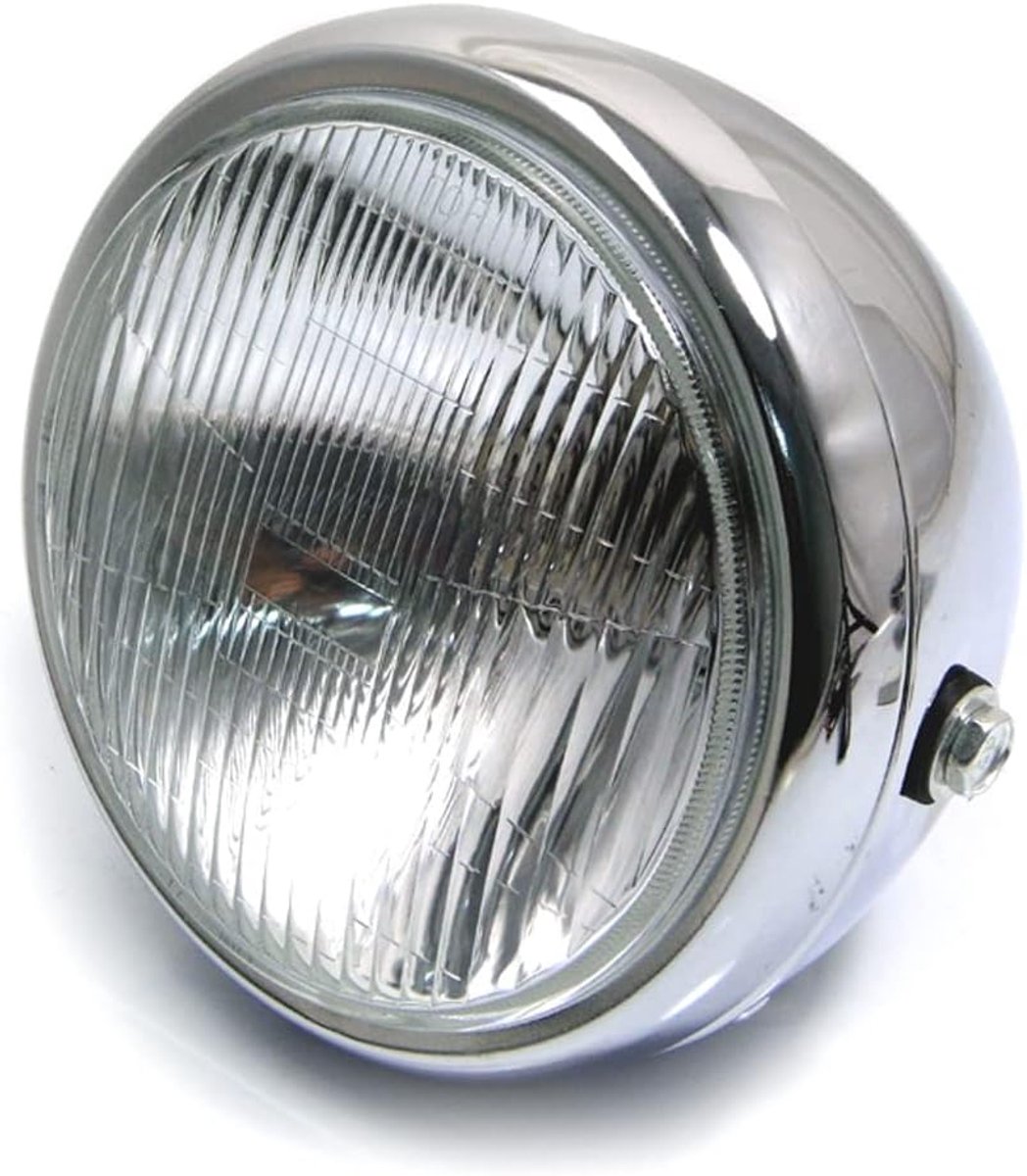 6 3/4 inch 6,75 inch motorfiets koplamp - chroom staal - 12V 55W lamp voor retro project café racer, straatfiets