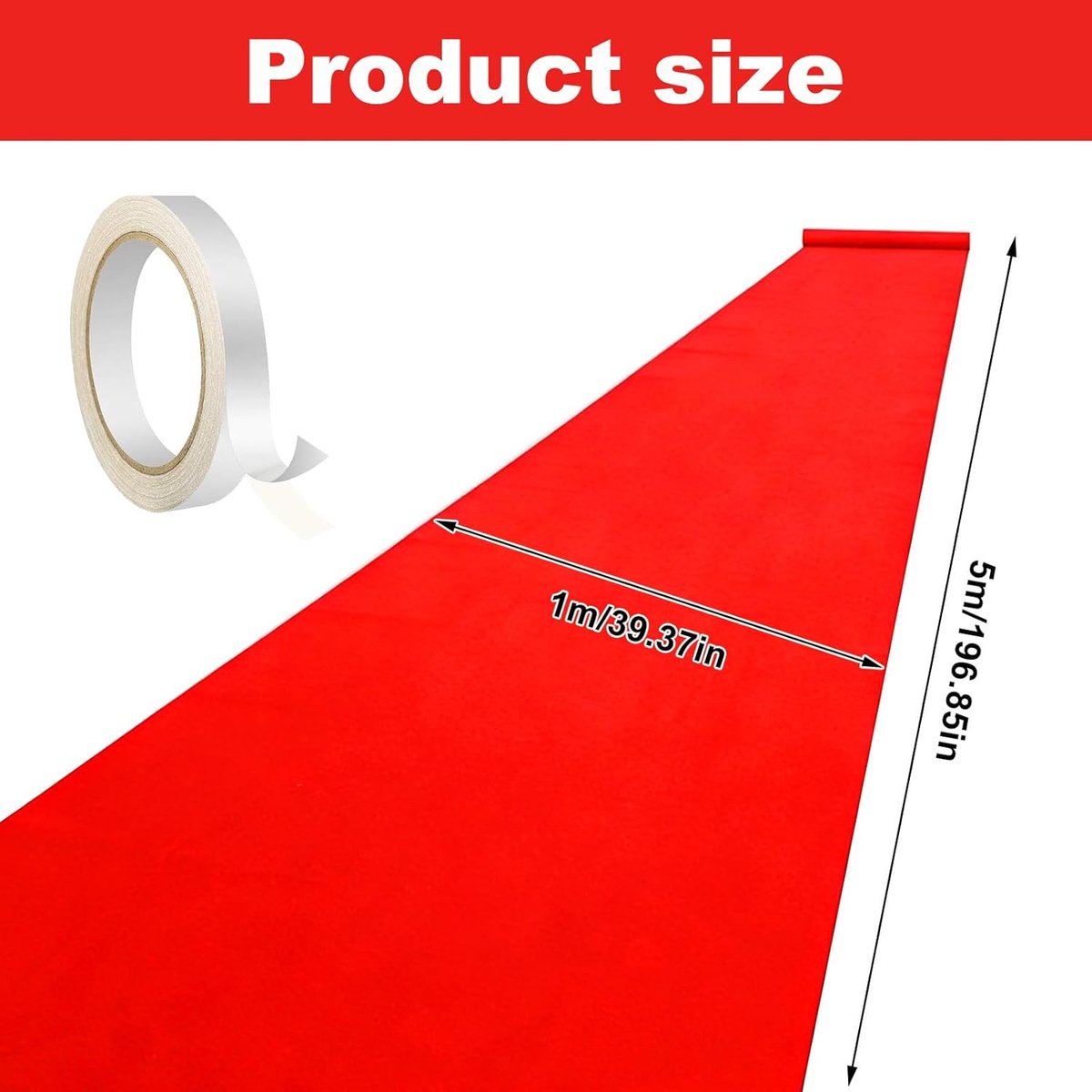 Tapijt, loper, evenementtapijt, bruiloftstapijt, 1 x 5 m lang, VIP evenement, rood tapijt, antislip, rood tapijt, receptietapijt voor bruiloft, oogstfeest, outdoor accessoires