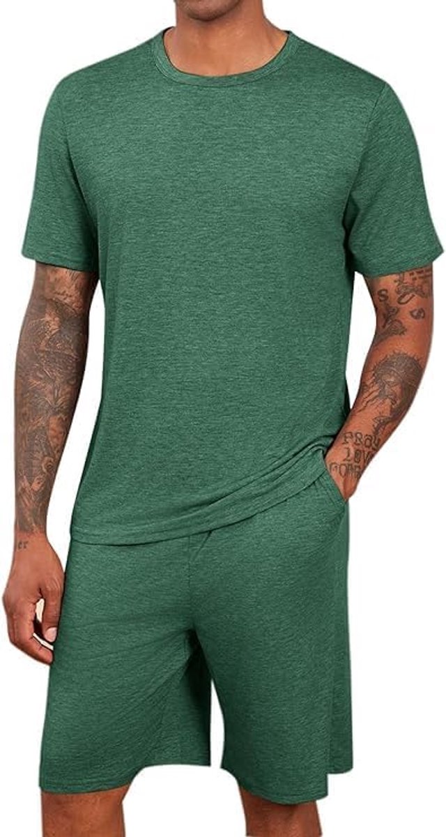 Heren pyjama sets zomer pyjama korte mouwen T-shirts en shorts 2 stuks lounge sets nachtkleding