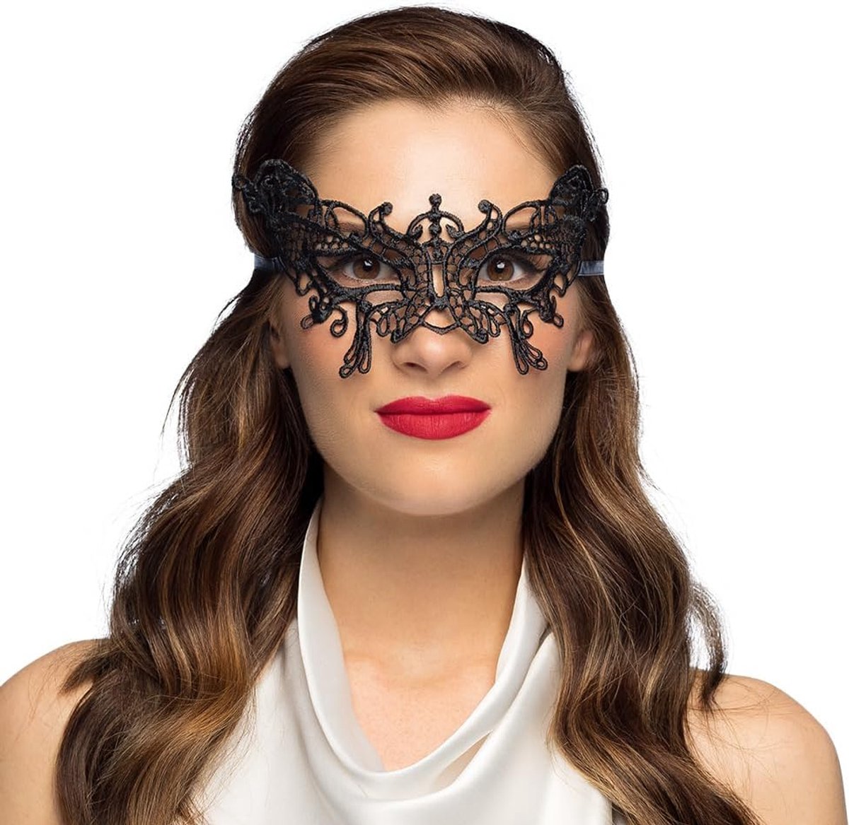 Maskerademasker Venetiaans zwart - van kant - elegant oogmasker voor gemaskerd bal, carnaval, gothic party en themafeesten - mysterieuze look voor dames