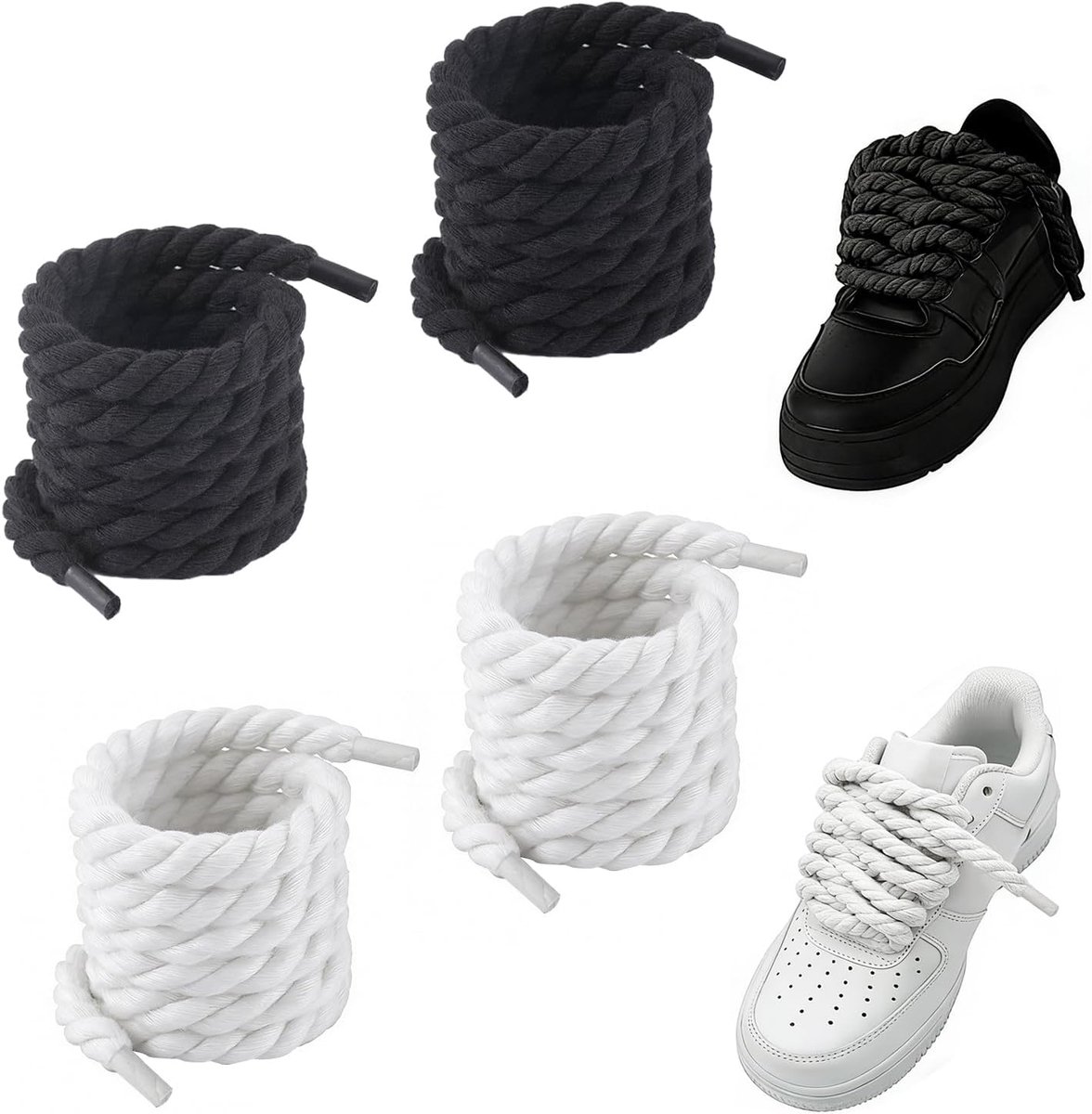 140cm ronde veters sport schoenen zwart dik 8mm duurzaam voor sneakers en casual schoenen