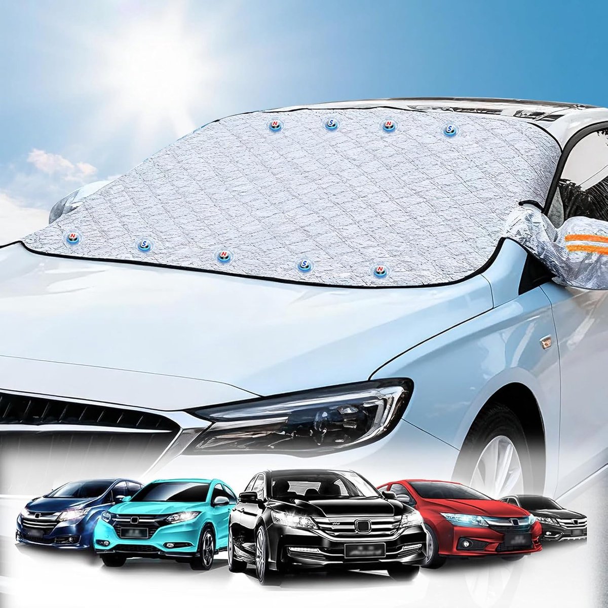Parabrezza Auto Inverno, Copri Vetro auto Magnetico, Telo