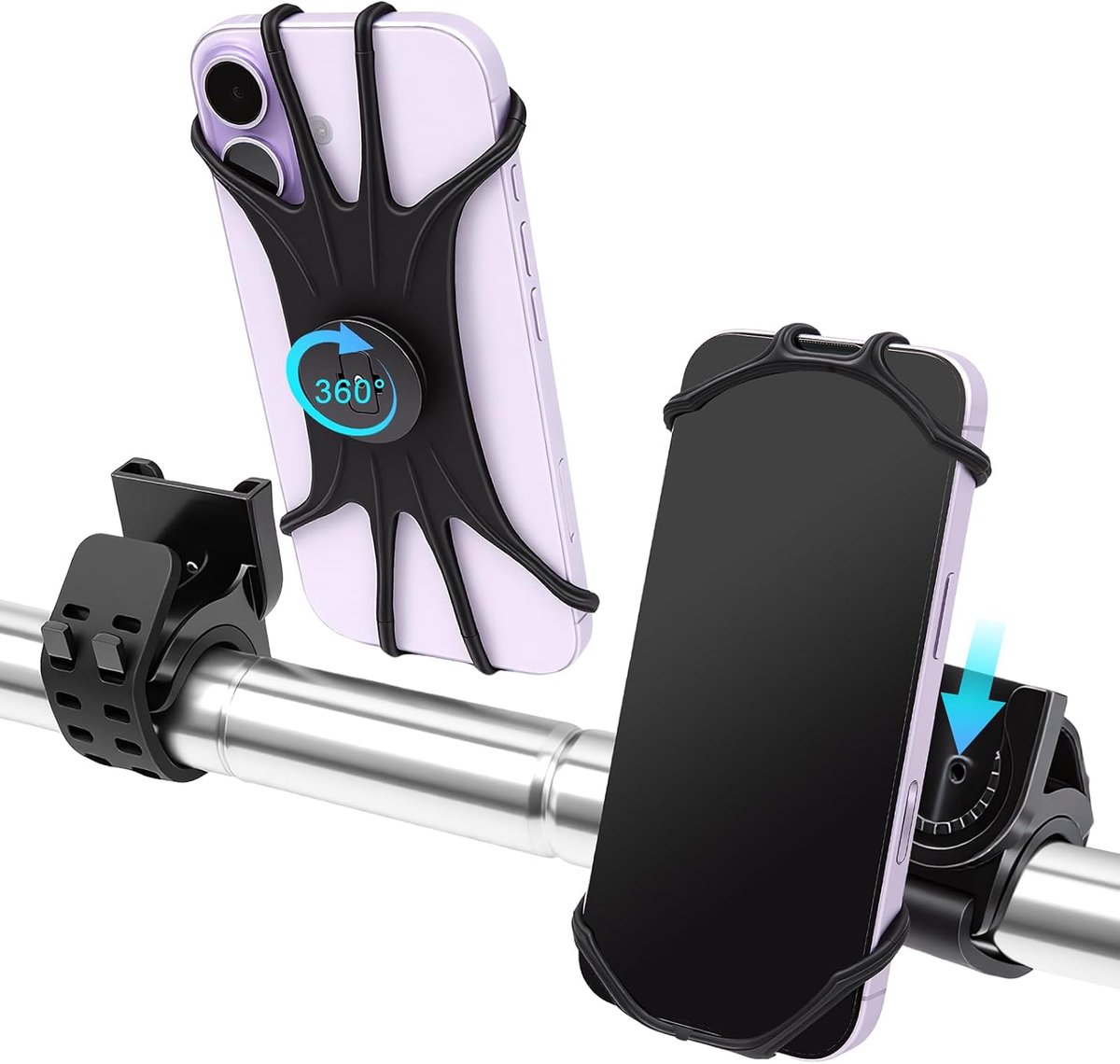 Telefoonhouder voor fiets, universeel, 360° draaibaar, compatibel met 6,5 inch smartphones
