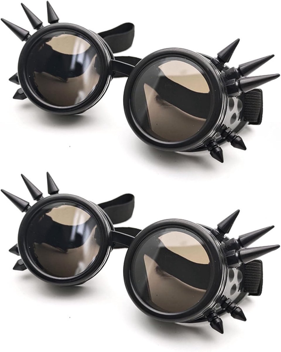2 Stuks Steampunk Lasbril, Retro Victoriaanse Steampunk-bril, Halloween Caleidoscoop Carnaval Bril, Essentiële Accessoires voor je Steampunk-garderobe(zwart)