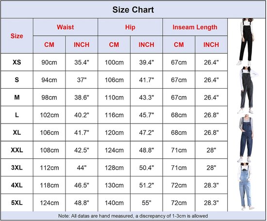 Plus Size Stretch Denim Tuinbroek Bib Overalls Lange Jumpsuits Playsuits Jean Broek (XS-6XL), Zwart, 44 — afbeelding 4