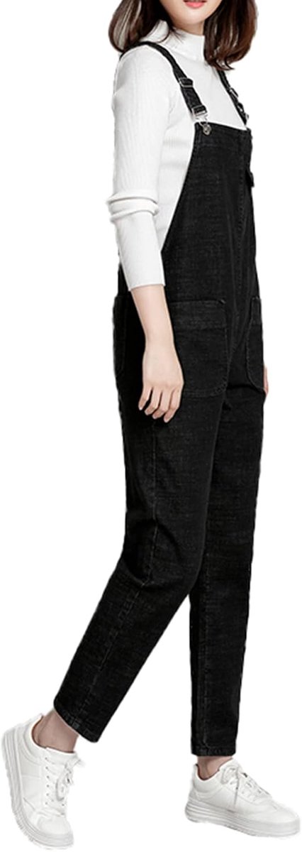 Plus Size Stretch Denim Tuinbroek Bib Overalls Lange Jumpsuits Playsuits Jean Broek (XS-6XL), Zwart, 44 — afbeelding 3