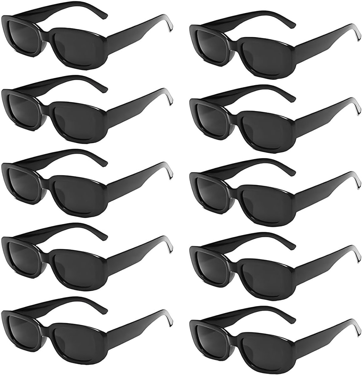 10 Stuks Smalle Rechthoekige Jaren 90 Trendy Zonnebril,voor Strand,Bruiloft