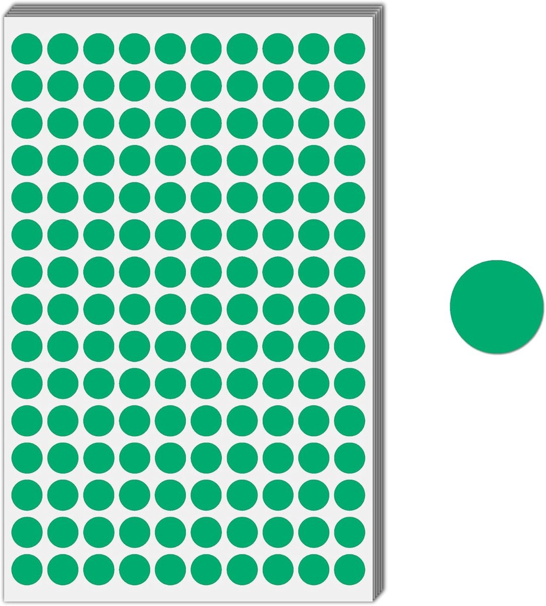 3000 Stuks - 12mm Ronde Stickers Gekleurde Stippenstickers Puntstickers Zelfklevende Etiketten - Groen