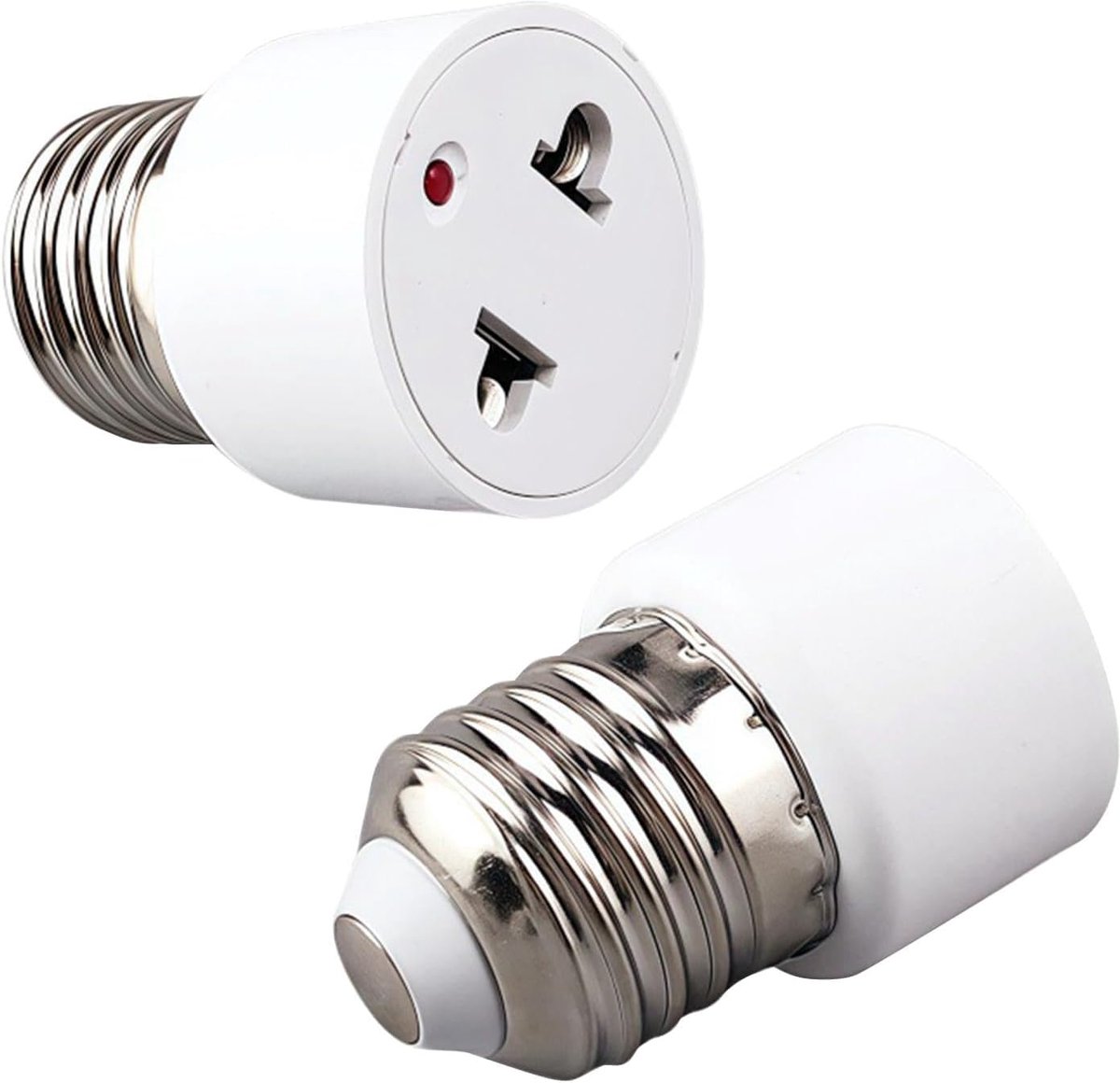 2 stuks lampstopcontact adapterset, lampvoet naar stopcontacten, converter, E27-verlenging voor buiten, terras en garage, witte schroeffitting