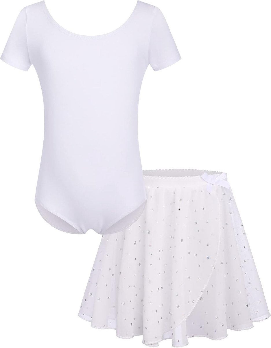 Balletkleding voor meisjes, balletjurk, kinderen, dansbody, korte mouwen, lange mouwen, balletshirt, dansjurk van katoen met chiffon rok, tutu