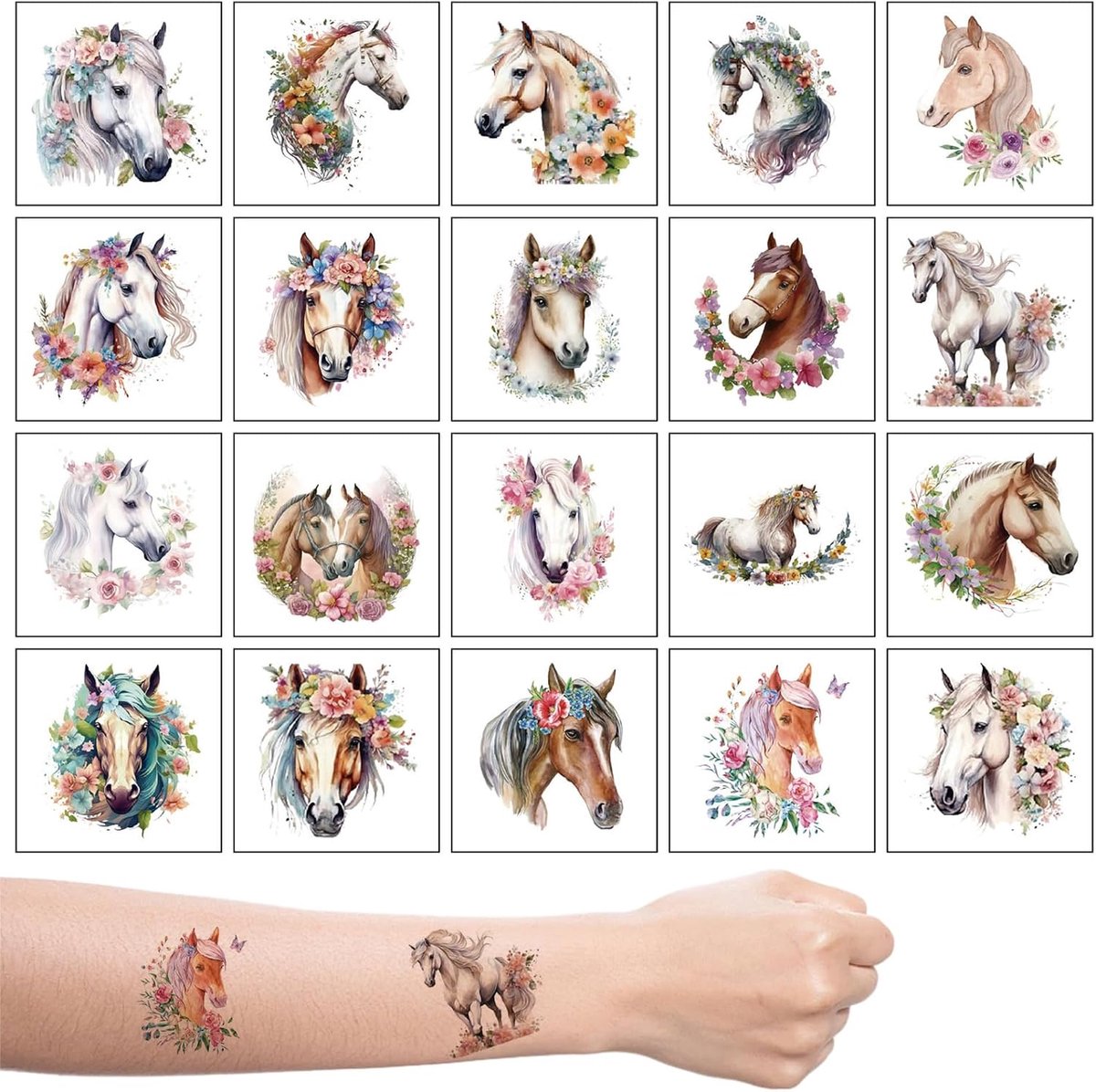 Tijdelijke tatoeages voor meisjes, paardenverjaardag, cadeautjes, schoolzakvulling, waterdichte stickers, verjaardagsdecoratie en feest