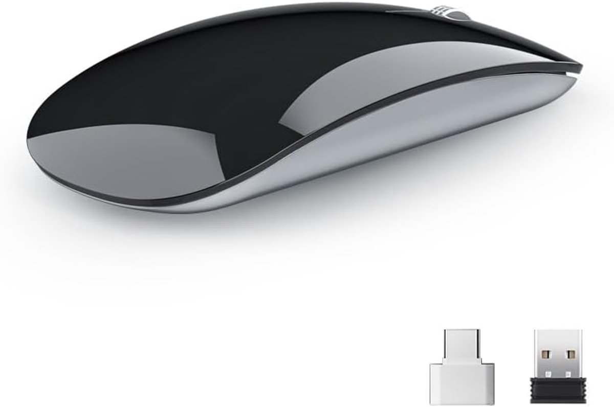 U58 draadloze muis, geruisloze USB C Oplaadbare muis-zwart