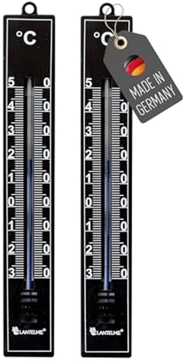 Set van 2 Tuinthermometers -30 °C tot 50 °C, Analoge Kunststof Thermometer, Weerbestendig Binnen en Buiten