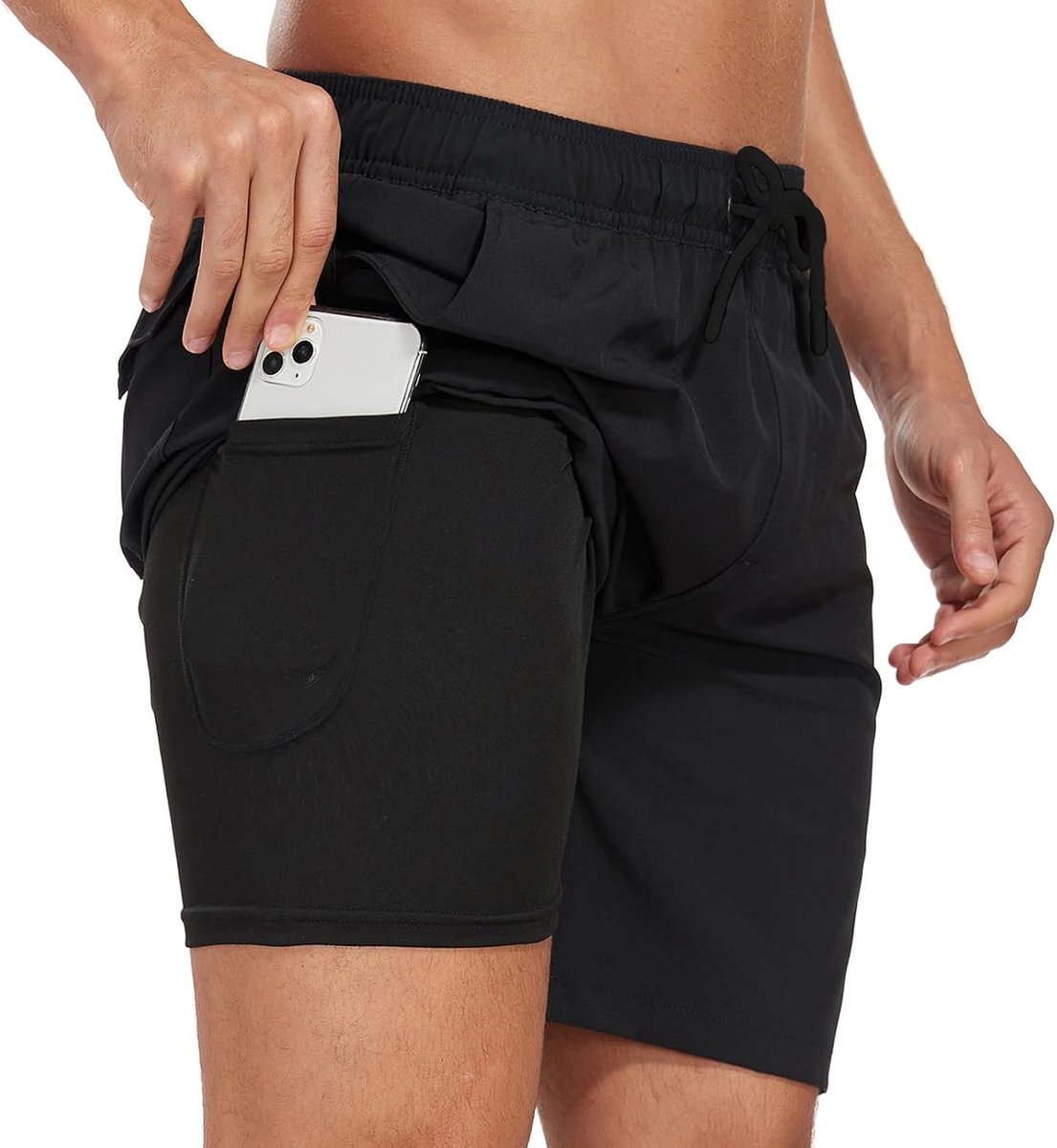 Shorts voor heren, sneldrogende zwembroek, strandshorts, surfboardshorts met compressieliner en zakken
