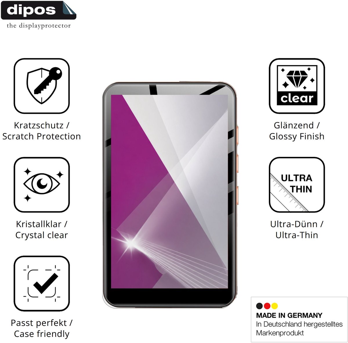 dipos – 4x Beschermfolie geschikt voor Fanvace EU-K11 | Krasbestendige & heldere Screenprotector Ultra-Thin
