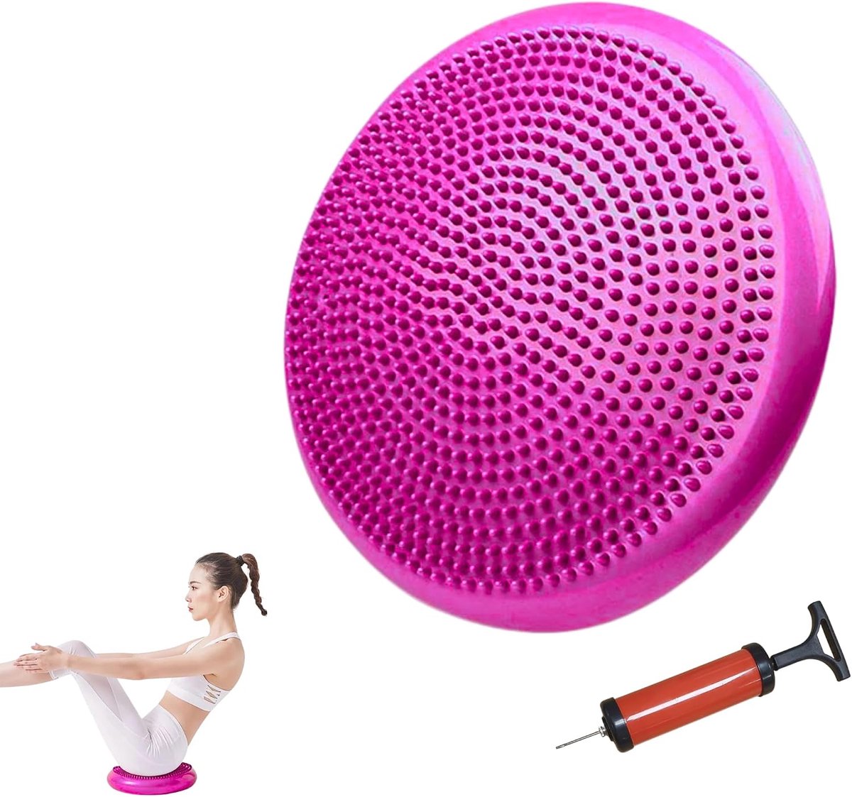 Balanskussen. Yoga, Pilates, Antislip Luchtfitnessschijf. Opblaasbaar Kussen om de Houding te Verbeteren. Schijf om Stabiliteit te Trainen.