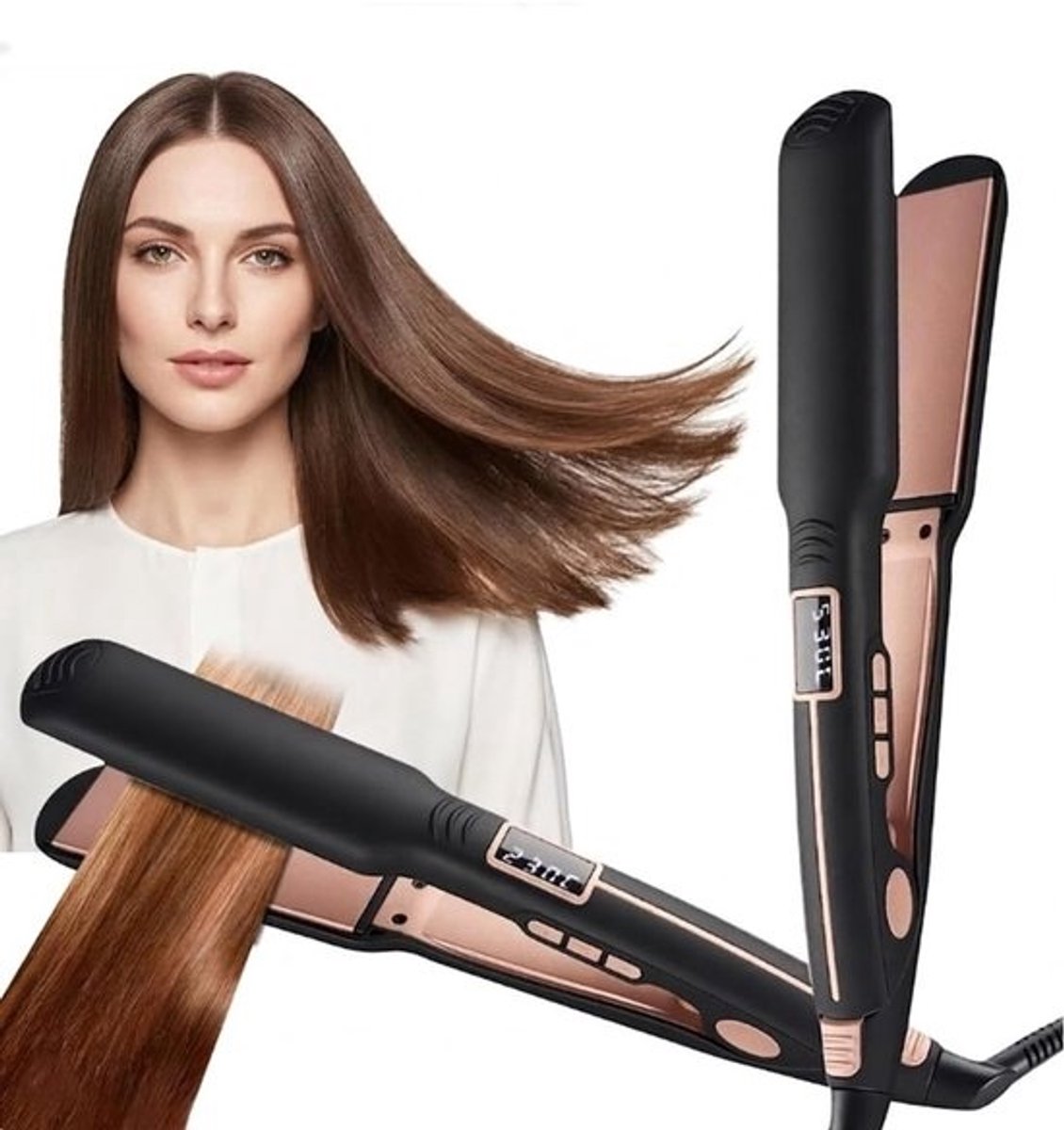 Draagbare Haarstylers met Ionen Technologie en LCD Scherm - Verstelbare Temperatuur, Snelle Verwarming en Automatische Uitschakeling voor Perfecte Styling en Glans