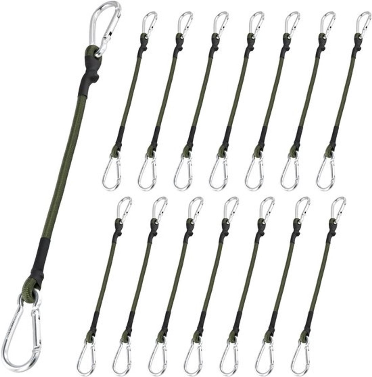 15 Stuks Bungee Koorden met Haken - 30 cm Elastische Touwen voor Bagage, Reizen en Kamperen