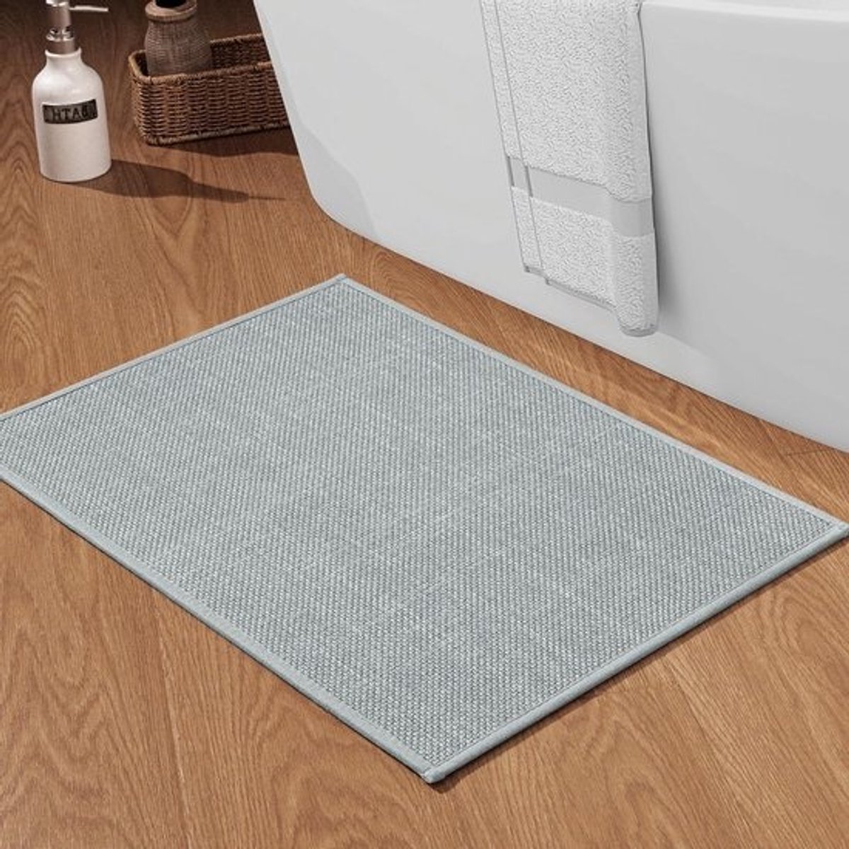 Antislipbadmat - 43 x 61 cm - met rubberen achterkant - Wasbare badmat - lichtgrijs - voor veiligheid en comfort