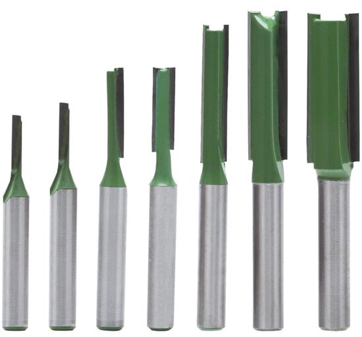 7-delige Houtfrezer Set met Rechte Frezen en 6mm Schacht - Voor precisiehoutbewerking