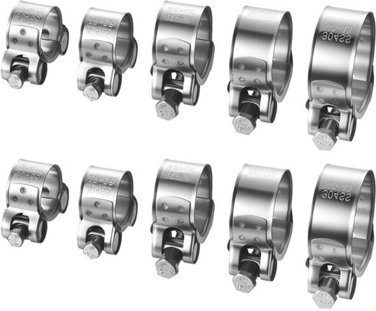 Set van 10 RVS Scharnierbouten Klemmen, Slang- en Pijpklemmen, Spanningsbereik 20-43mm, Duurzaam en Roestvrij, Ideaal voor Diverse Toepassingen