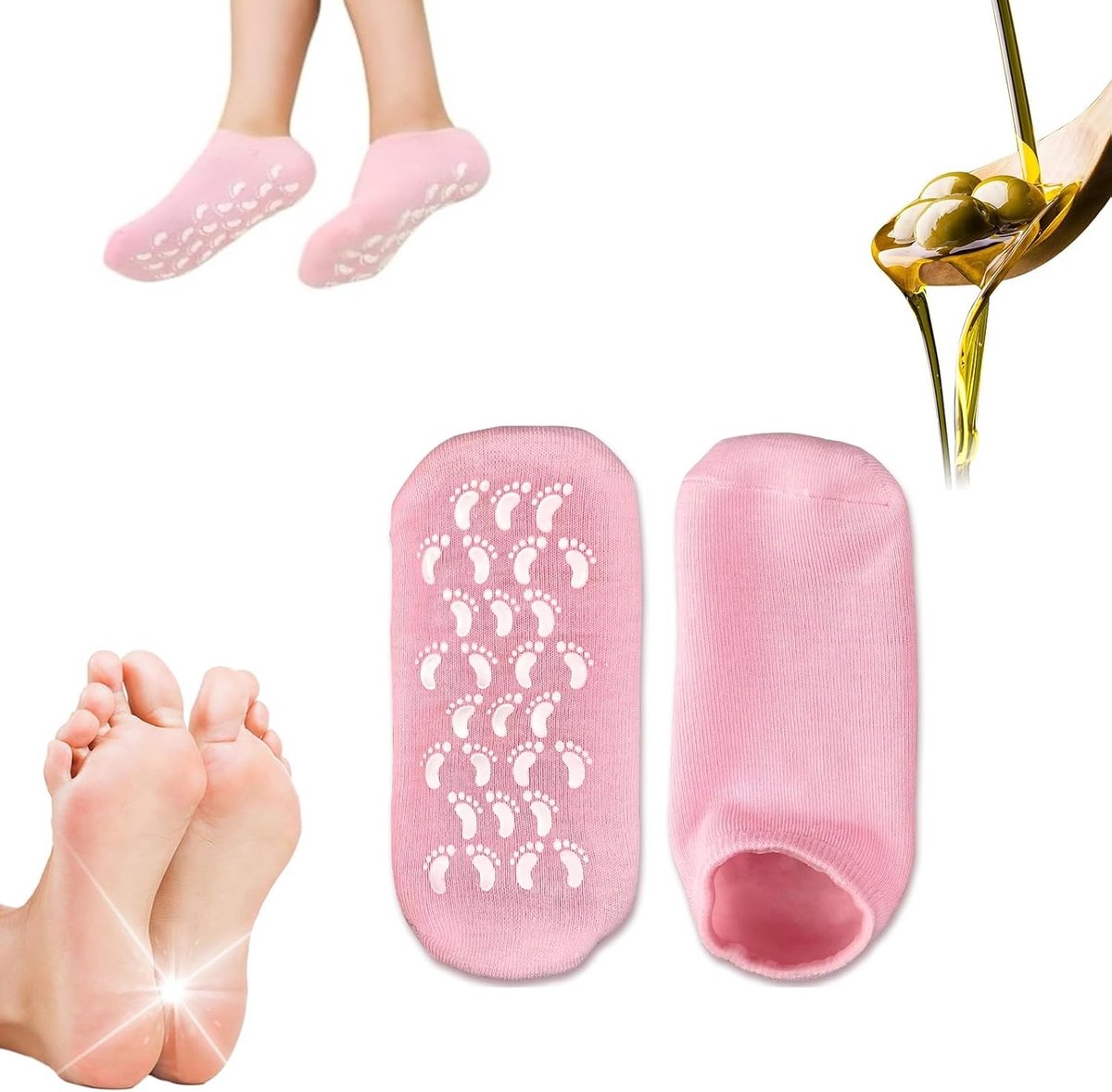 Vochtinbrengende sokken, siliconen sokken voor pedicure, hydraterende sokken voor voeten, hydraterende gelsokken voor droge en gebarsten voeten, peeling voetmasker