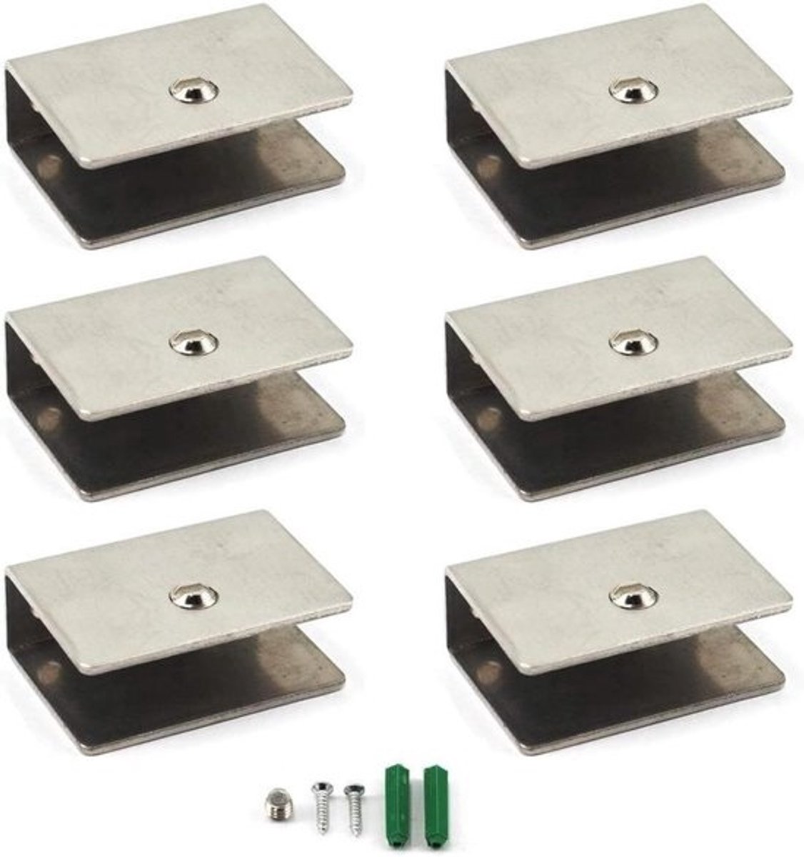 Klembeugel voor glazen planken - Roestvrijstalen wandmontage clips - Glazenplank ondersteuning - Set van 6 - Veilige bevestiging - 5-8mm glasdikte