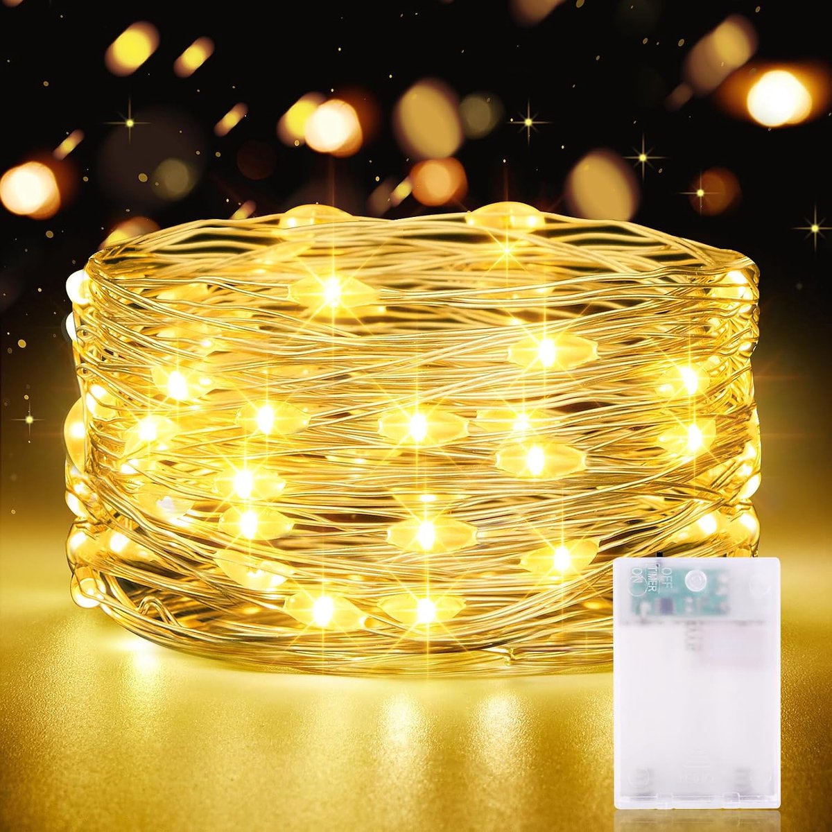 Werkt op batterijen, 5 m, 50 leds, lichtketting met timer, lichtketting, waterdicht, voor Kerstmis, bruiloften, decoratieve feestjes binnen