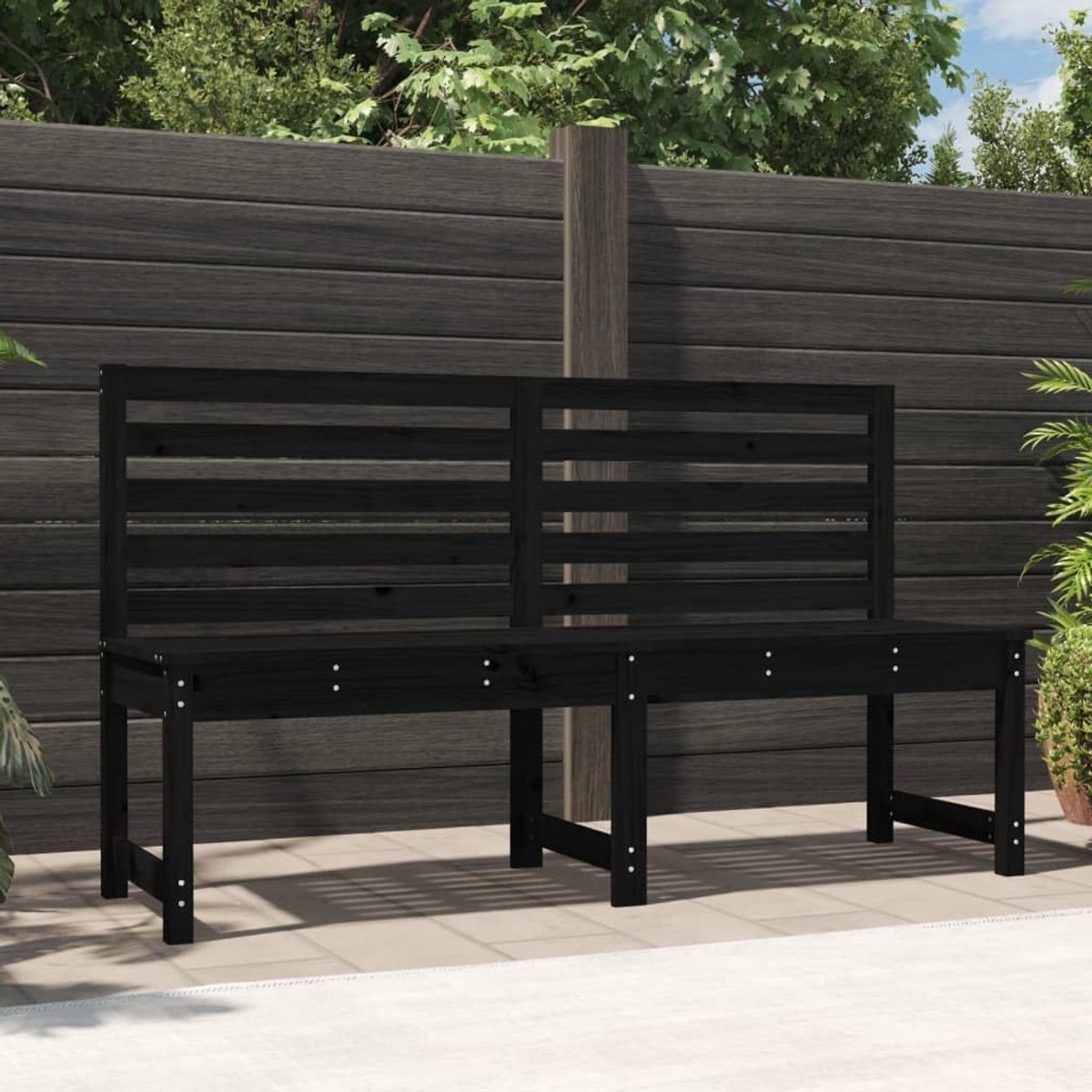 Zwart, 157,5 cm, massief grenenhout, tuinbank, parkbank, terrasbank, gazonbank voor tuinen, balkons, terrassen, parken