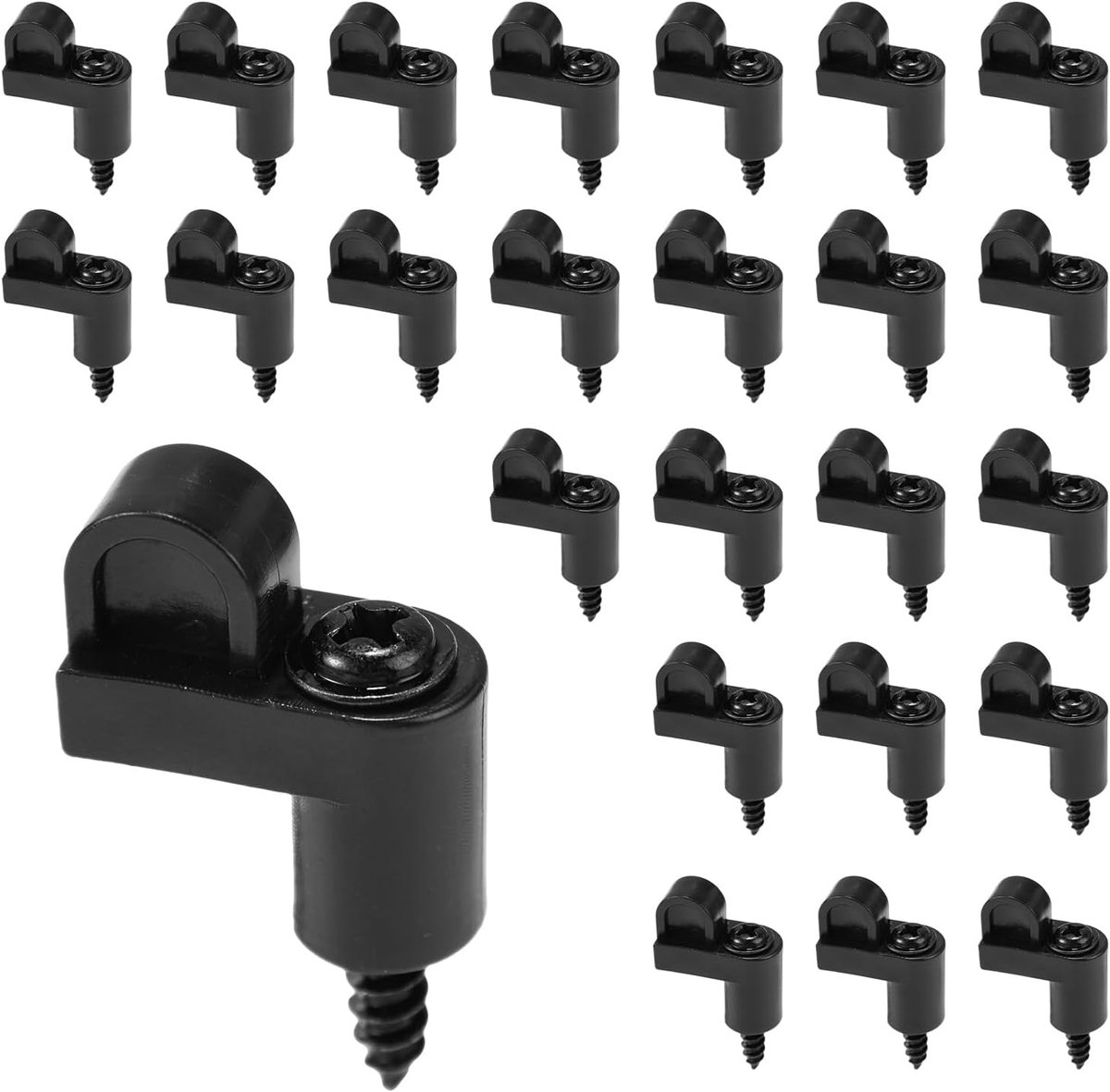24 Stuks 3/8 Inch Nylon Raamhor Clipjes met Schroeven, Gegoten Deurglasbevestigingen Winterhorrenhouderclip Accessoires voor Stormramen en Stormpanelen (Zwart)