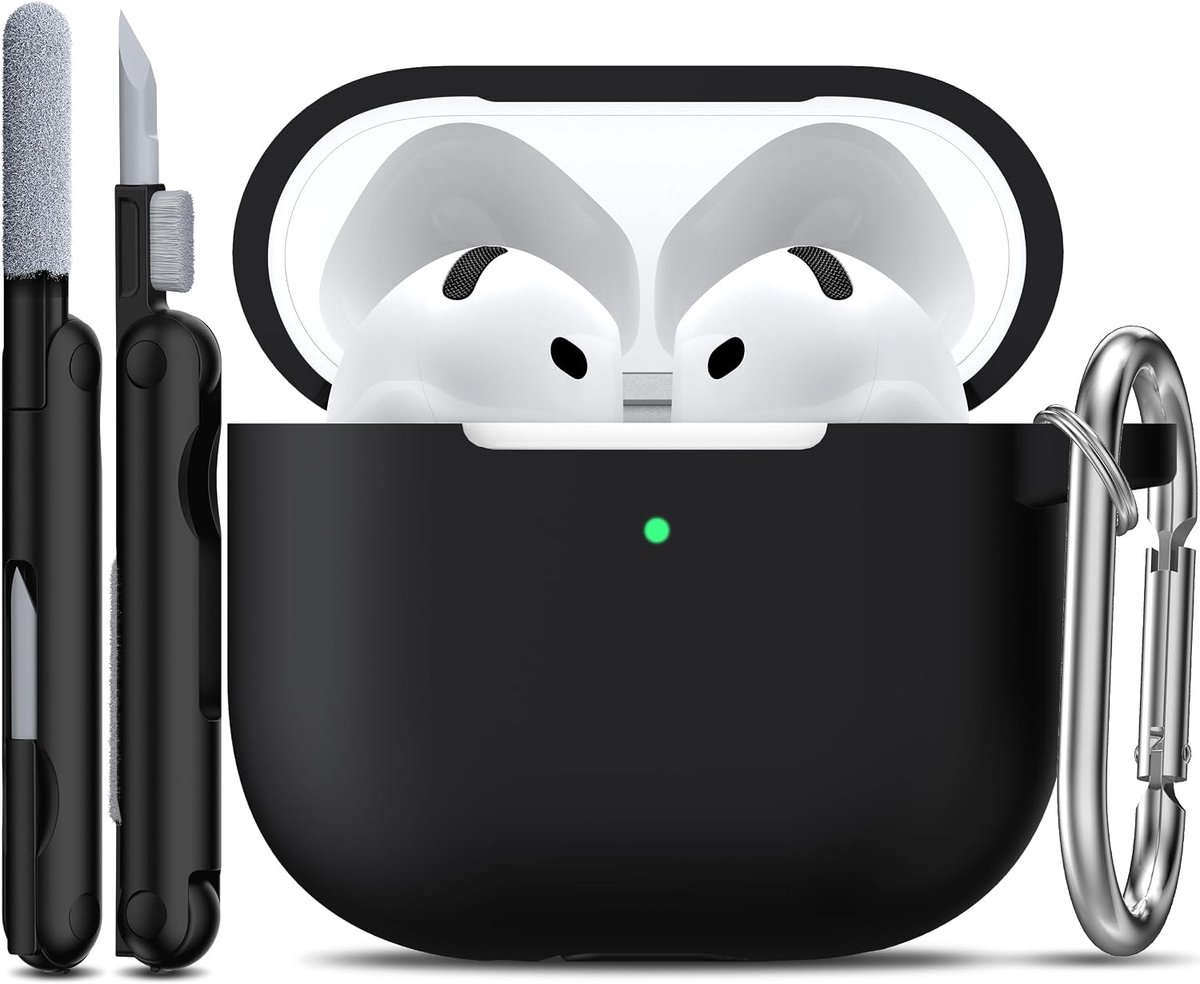 R-fun voor AirPods 4 Hoes (2024) Zacht Siliconen - Zwart