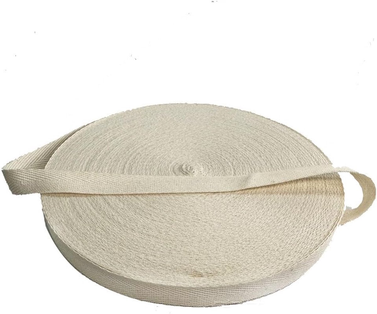 50 m katoenen gordel, biasband, inzetband, keperband, naadband, katoenen biaisband met visgraatsteek, katoenen band voor handwerk, naaien, breien, beige, 2 cm