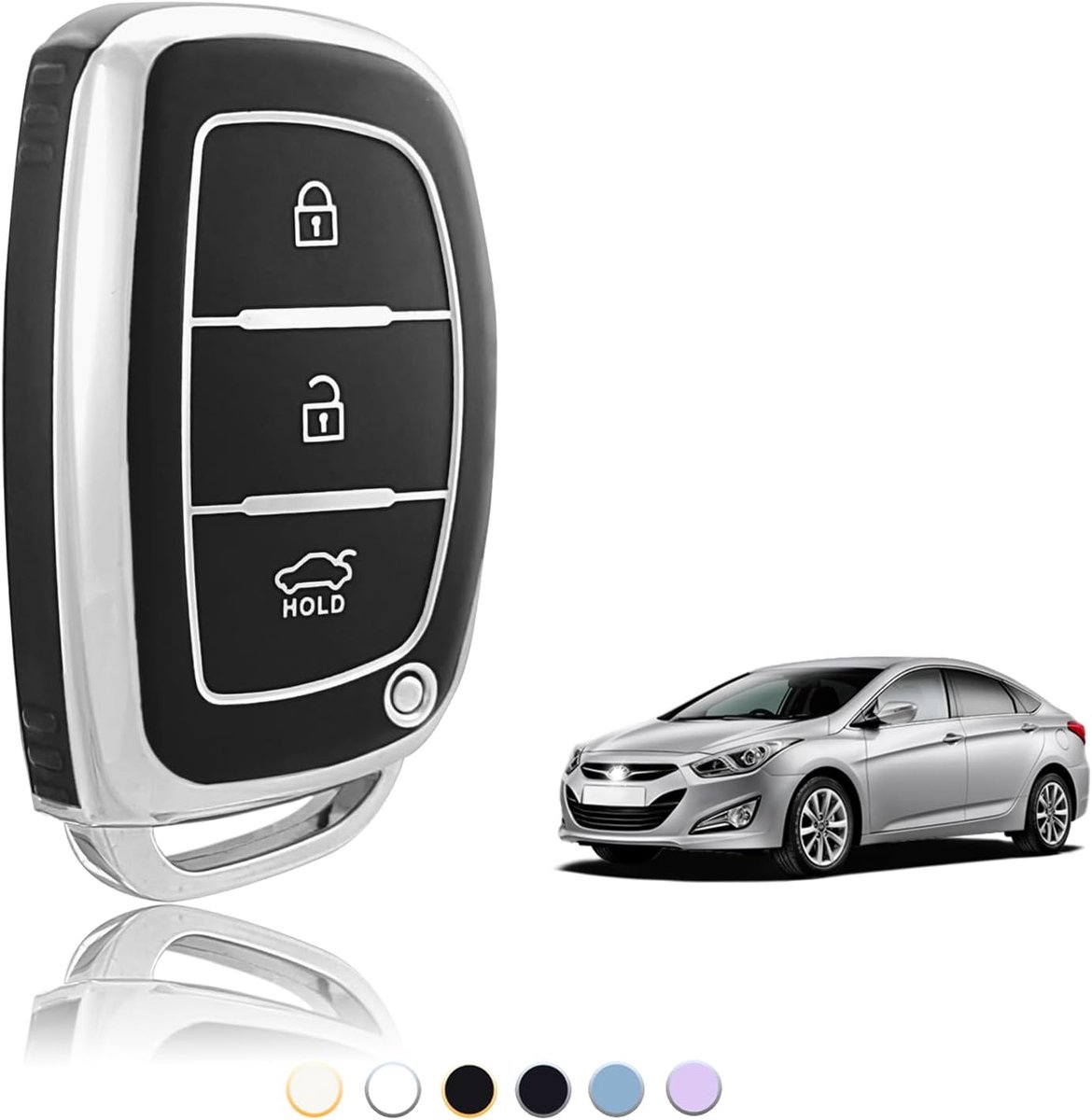 Sleutelhoes TPU, Autosleutelhoes Geschikt voor Hyundai Santa Fe Tucson Elantra Accent Sonata loniq i10 i20 i25 i30 i40 ix25 ix45 ix55, Sleutel Cover Bescherming Sleutelbehuizing - Smart Key