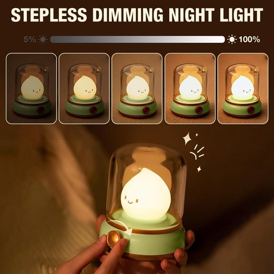 Oplaadbare Retro Olielamp Nachtlamp - Groene Flikkerende Vlam, Dimbare LED, Automatische Timer, Veilig voor Kinderen, Vintage Sfeerlicht en Decoratie — afbeelding 3
