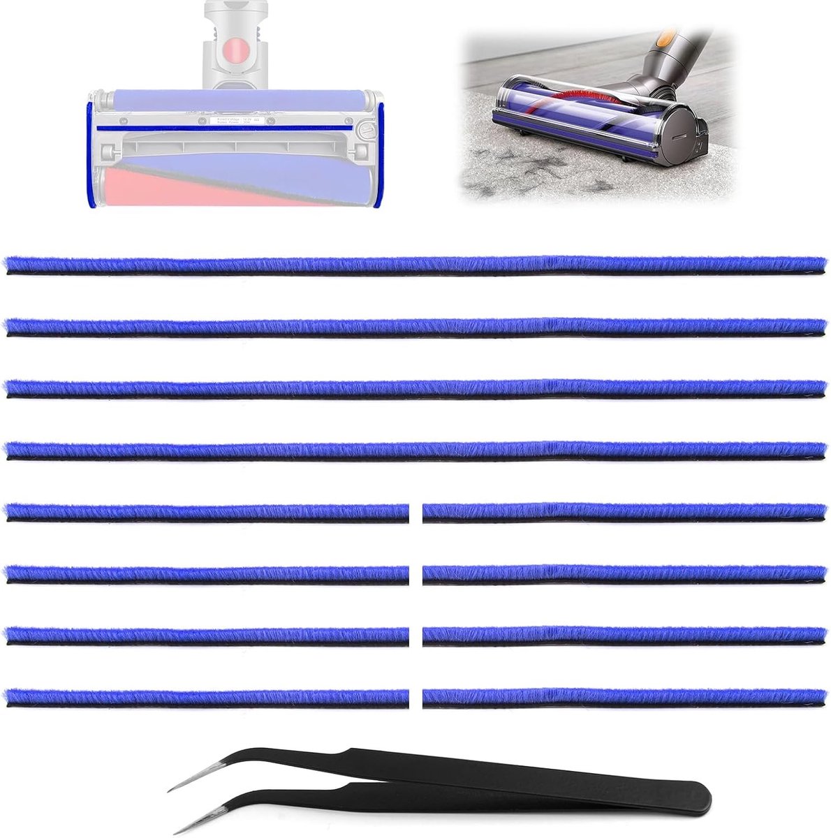 12 Stuks Zachte Pluche Strips voor Stofzuiger, Accessoires voor Stofzuigerreiniging, Vervangende Onderdelen voor Diverse Modellen, Perfect voor Efficiënte Stofzuigprestaties
