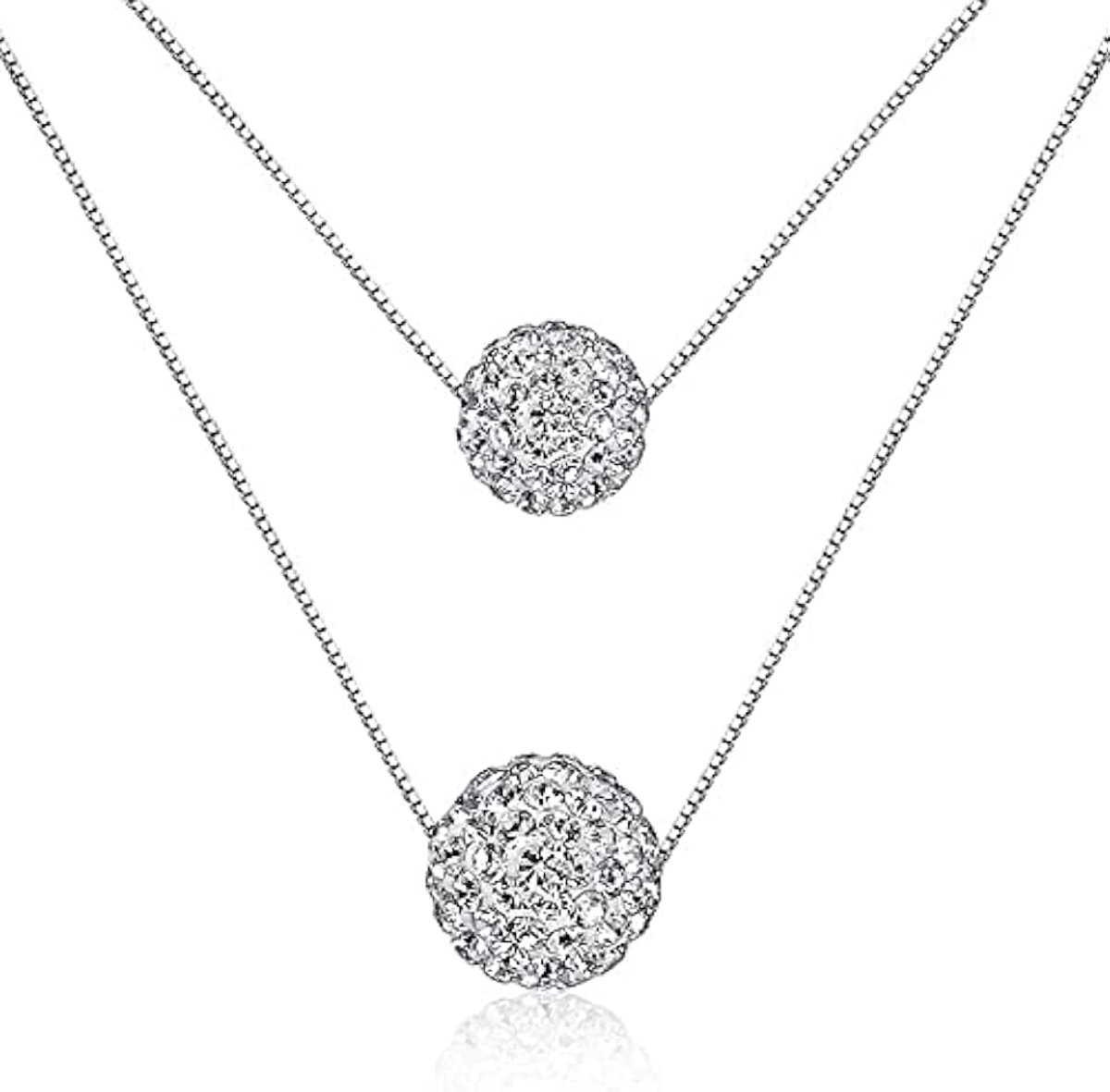 Dubbele laag glanzende zirkonia Crystal Lucky Ball hanger ketting voor vrouwen Gift Collares de Prata gemaakt in China