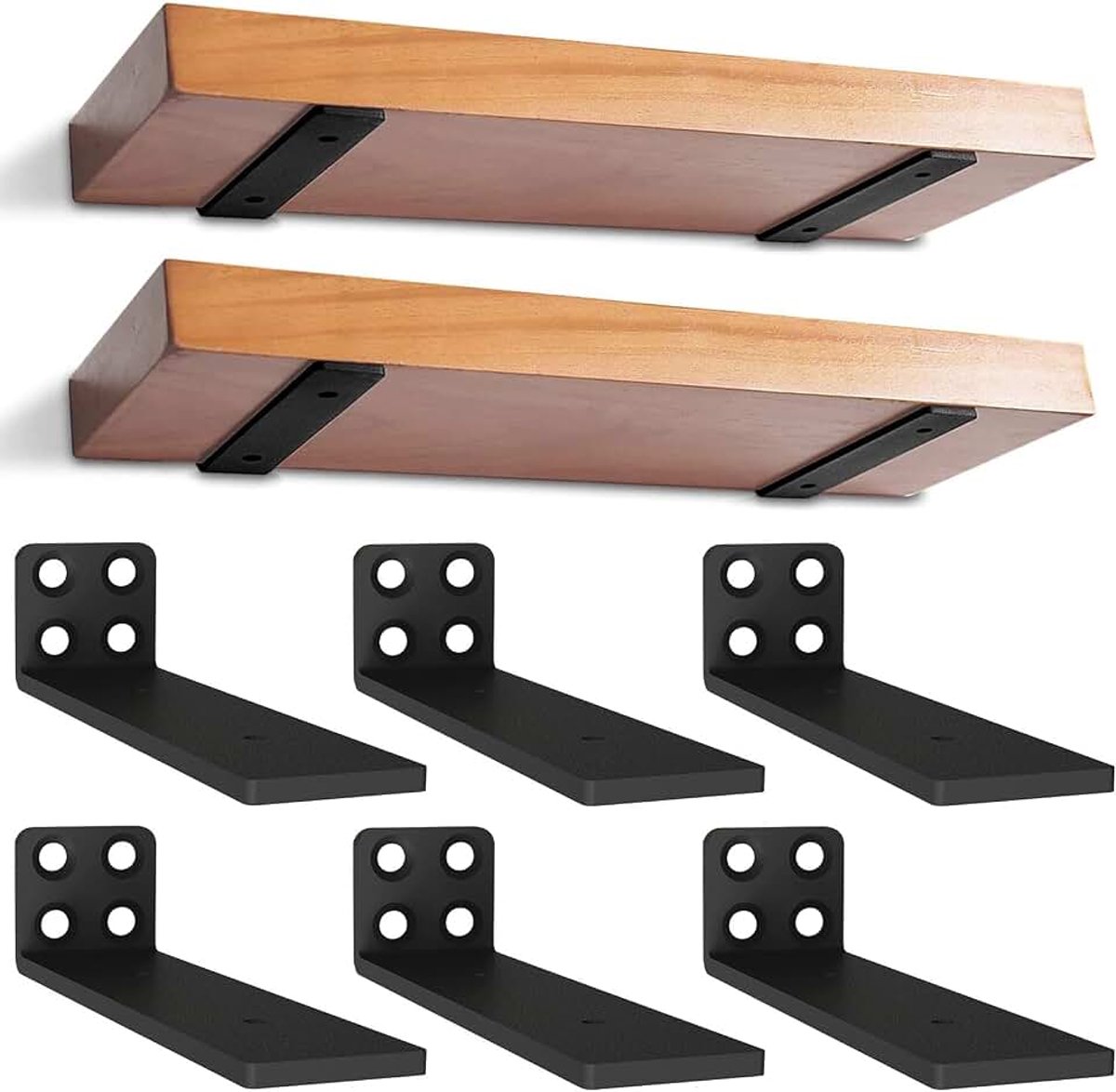 Duty plankbeugel 15 cm, 6 stuks Zwevende Plankdragers 90 Graden Schapsteune, voor Wandmontage Boekenplankbeugel Wandplank Ondersteuning Metaal Plankhouders | Zwart