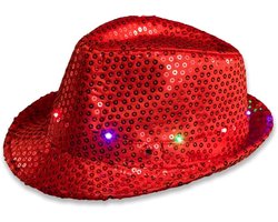 Glowhouse The Glowhouse Knipperende LED Fedora Hoed (Rood)