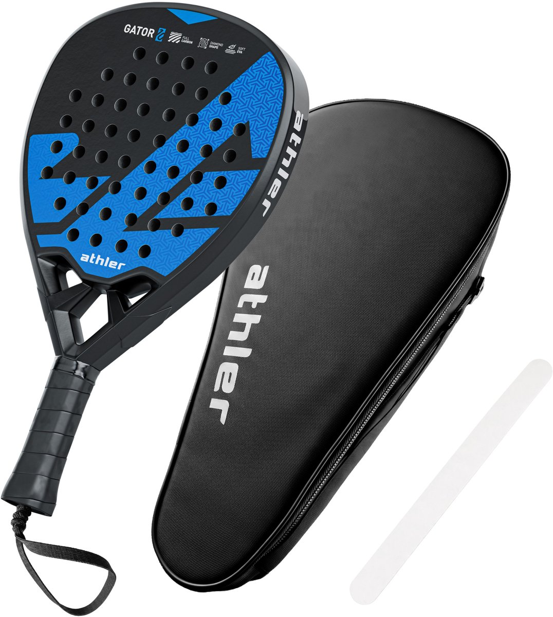 Athler Padel Racket - Professioneel Padelracket voor Volwassenen - Lichtgewicht - Zwart